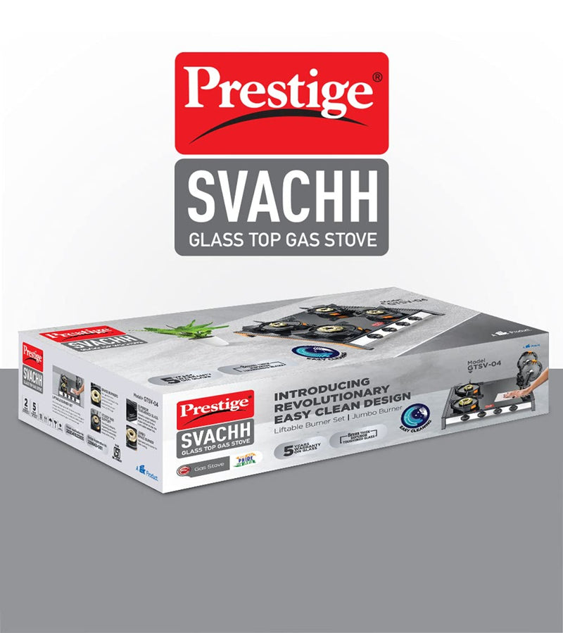 Prestige Svachh GTSV-04 4 Burner Glass top LP Gas Stove with Liftable Burner Set - 40370 - 6