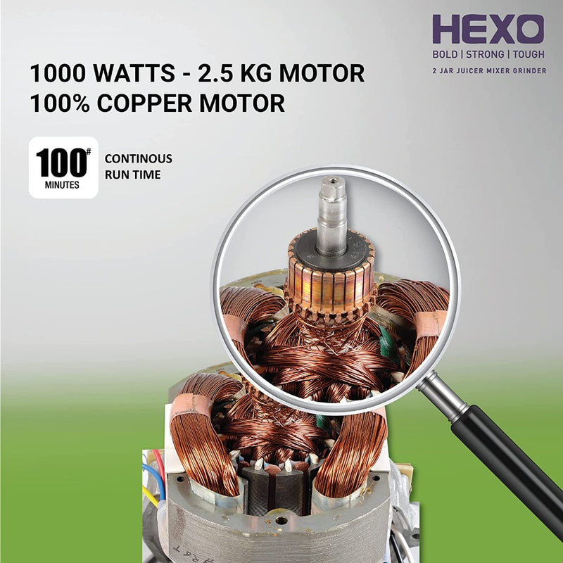 Havells Hexo 1000 Watt Juicer Mixer Grinder with 3 Jars - 3