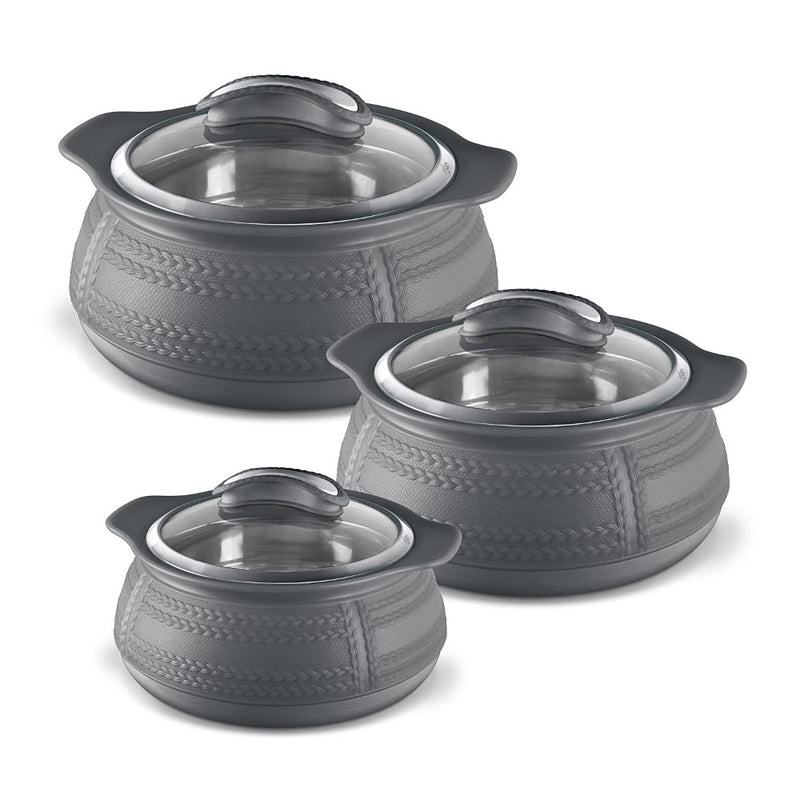 Milton Weave Junior Insulated Inner Stainless Steel Casserole with Glass Lid Set - 6