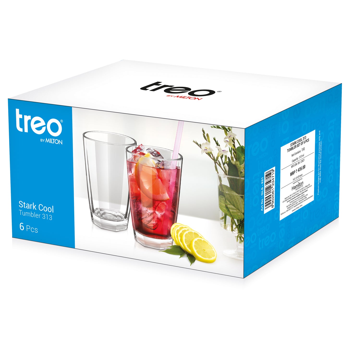 ट्रेओ स्टार्क कूल ३१३ एमएल टम्बलर | पारदर्शक | 6 पीसीचा संच