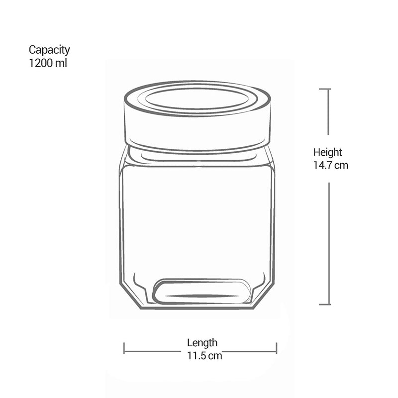 Treo Woody Cube Storage Glass Jar - 1200 ML - 12