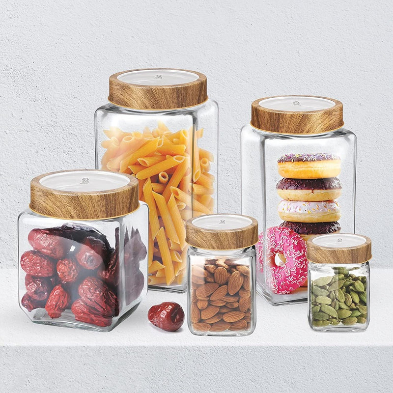 Treo Woody Cube Storage Glass Jar - 1