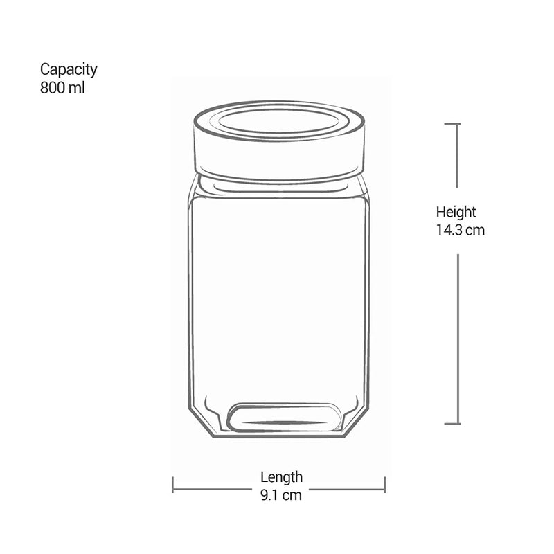 Treo Woody Cube Storage Glass Jar - 800 ML - 6