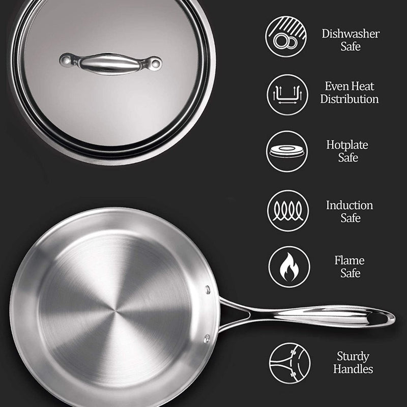 Treo Triply Stainless Steel Fry Pan with Lid - 20 cm - 5
