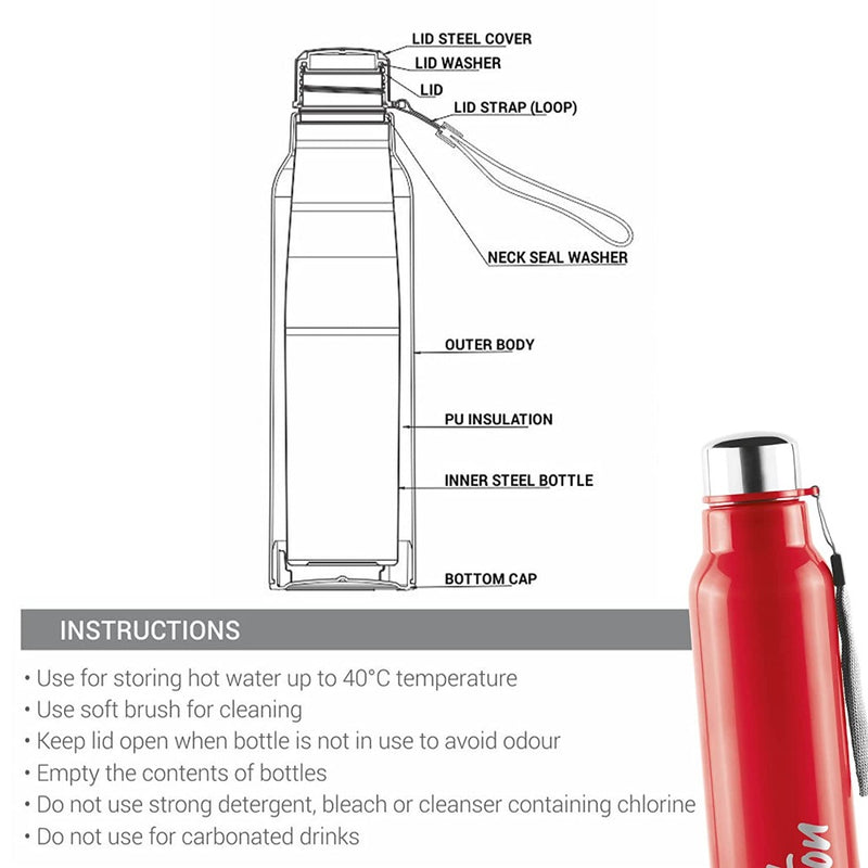 Milton Steel Fit Insulated Inner Steel Water Bottle - 12