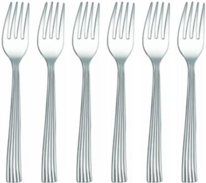 Shri & Sam Shaffield 6 Pieces Stainless Steel Dessert Fork Set  (Pack of 6)