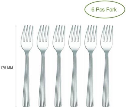 Shri & Sam Shaffield 6 Pieces Stainless Steel Dessert Fork Set (Pack of 6)