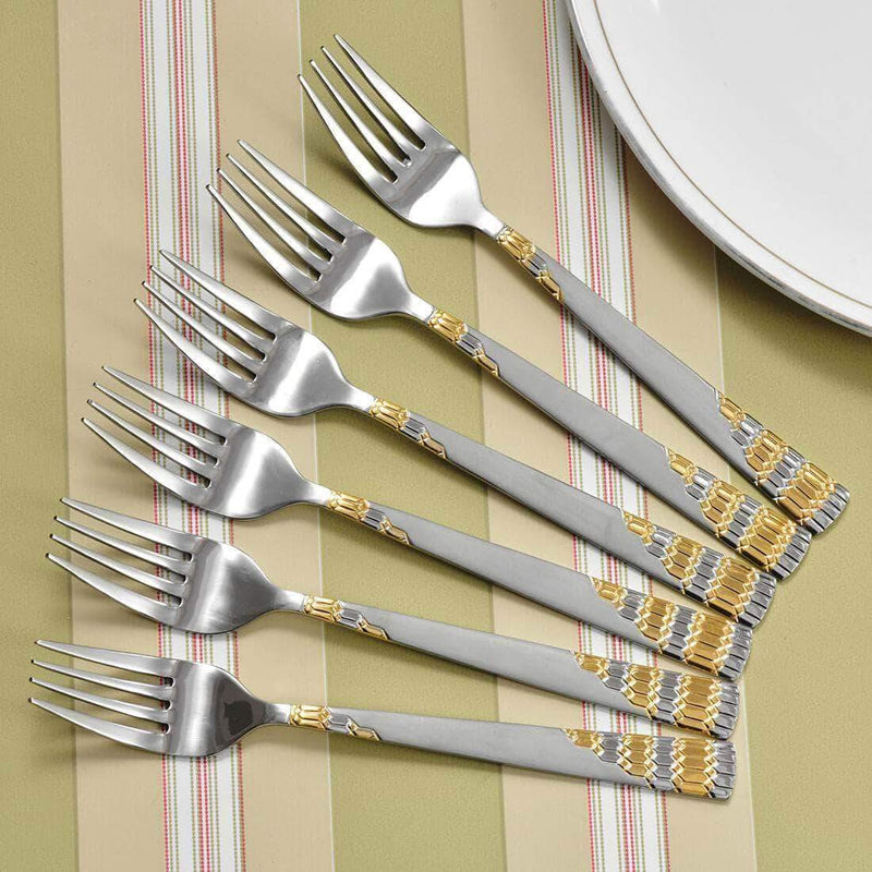 Shri & Sam Lavish Stainless Steel Dinner Fork Set, 6 Pieces, Silver
