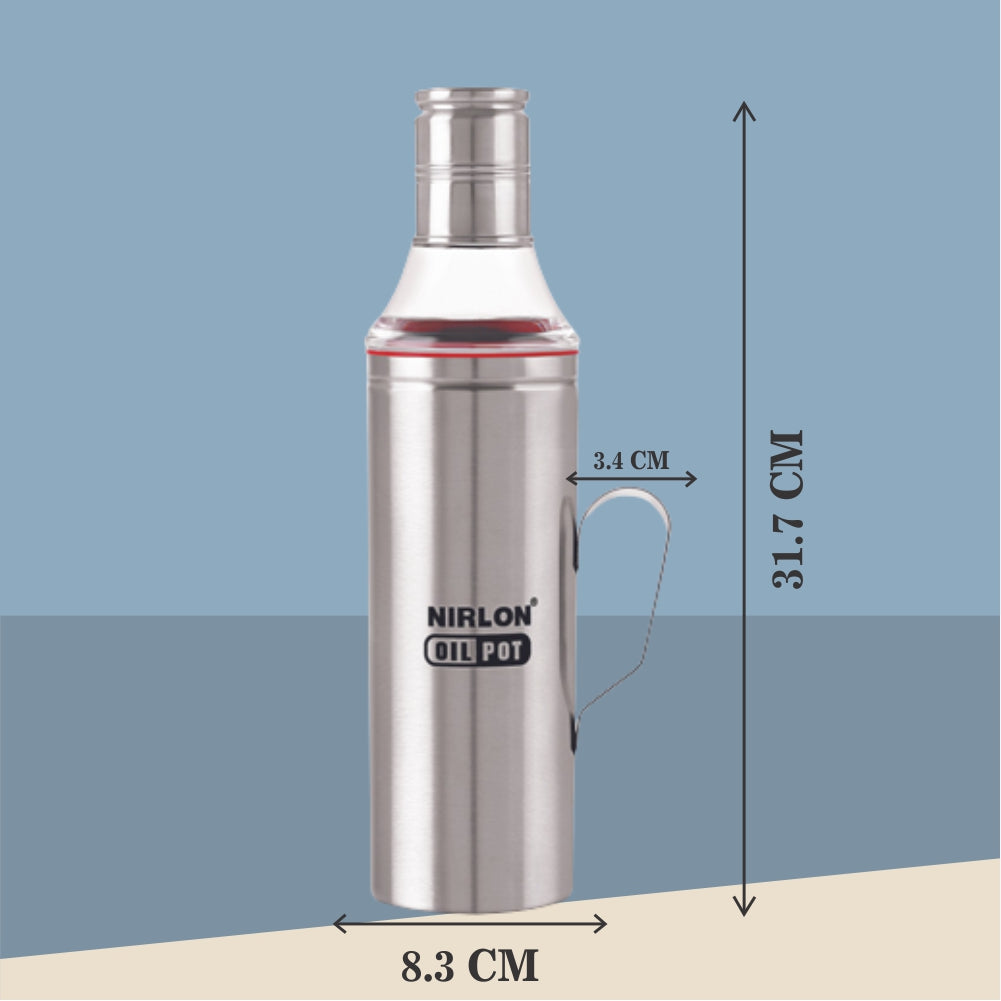 Nirlon Stainless Steel Slim Oil Pot with Handle | Silver | 1 Pc | 1000 ML only at www.rasoishop.com
