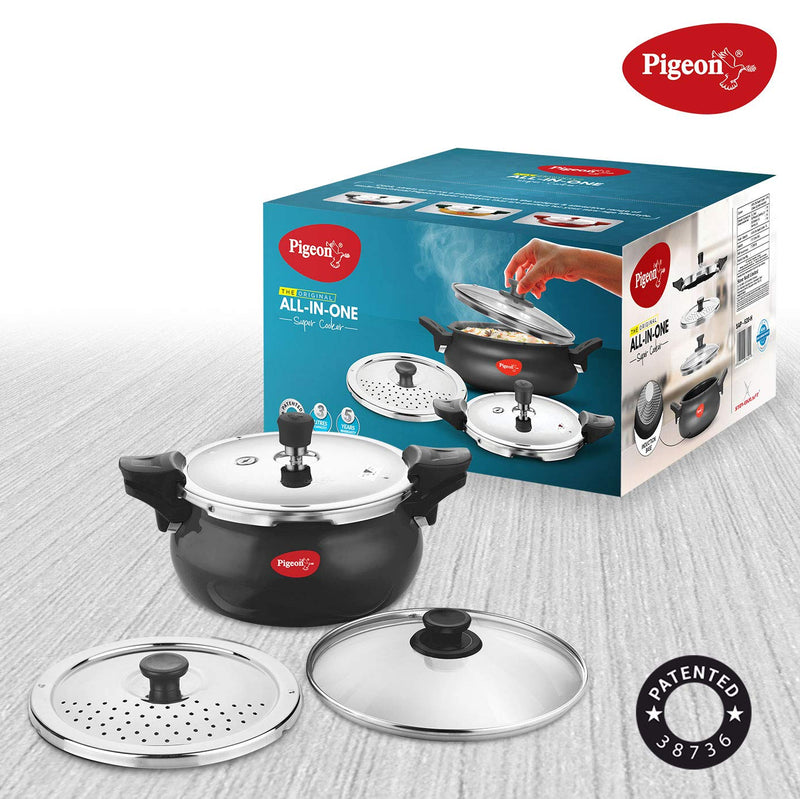 Pigeon Super Cooker - All in One - With 3 Lids (Cooker, Strainer and Glass Lid)