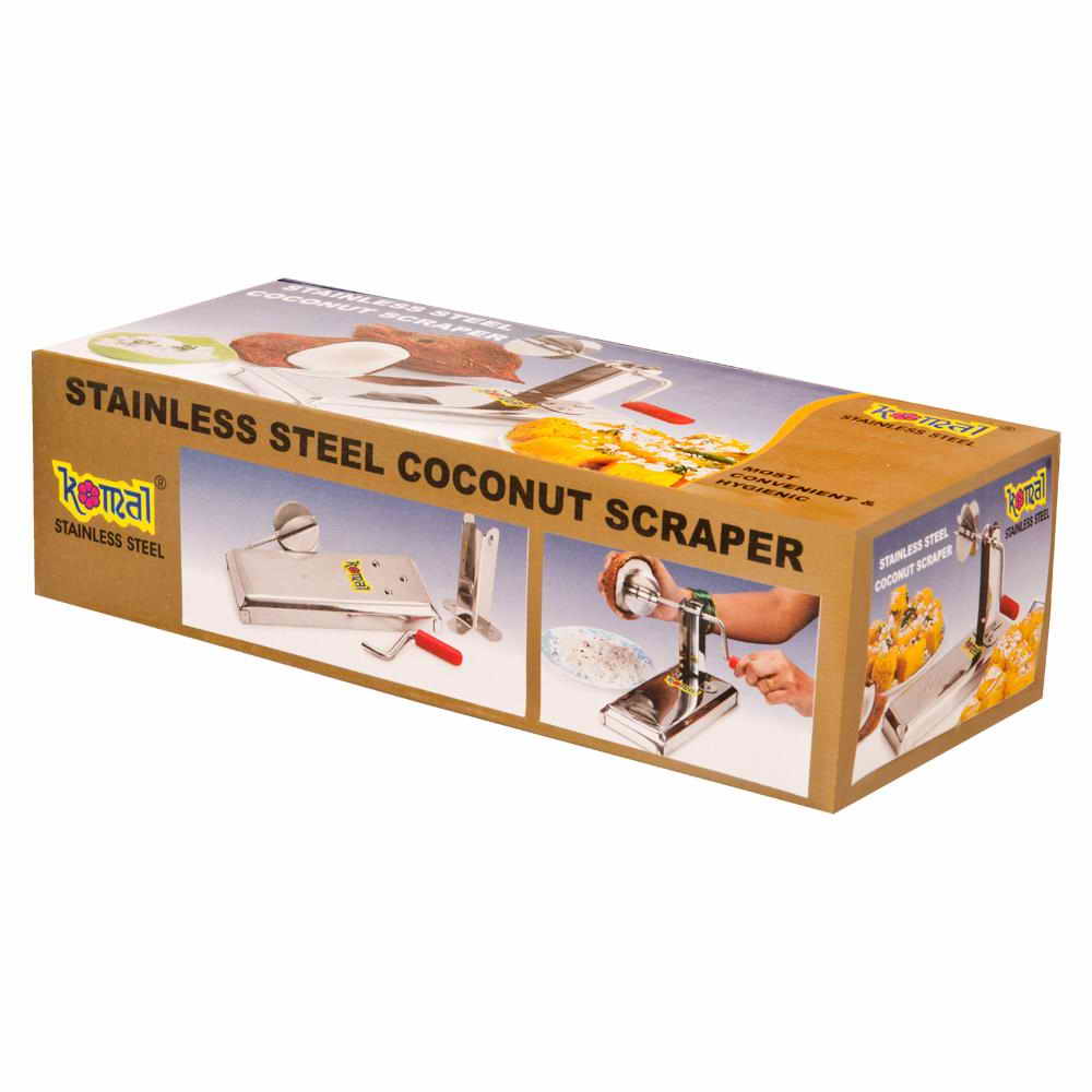 Komal Stainless Steel Patiya Coconut Scrapper with Base - 6
