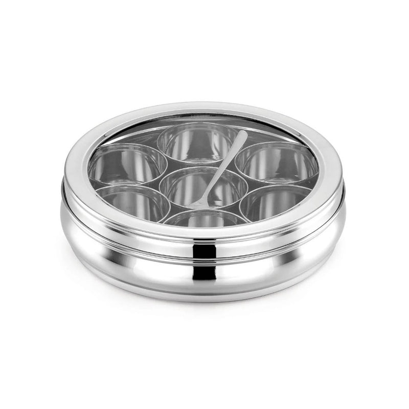Decent Stainless Steel Deluxe Masala Dabba with Glass Lid - 1