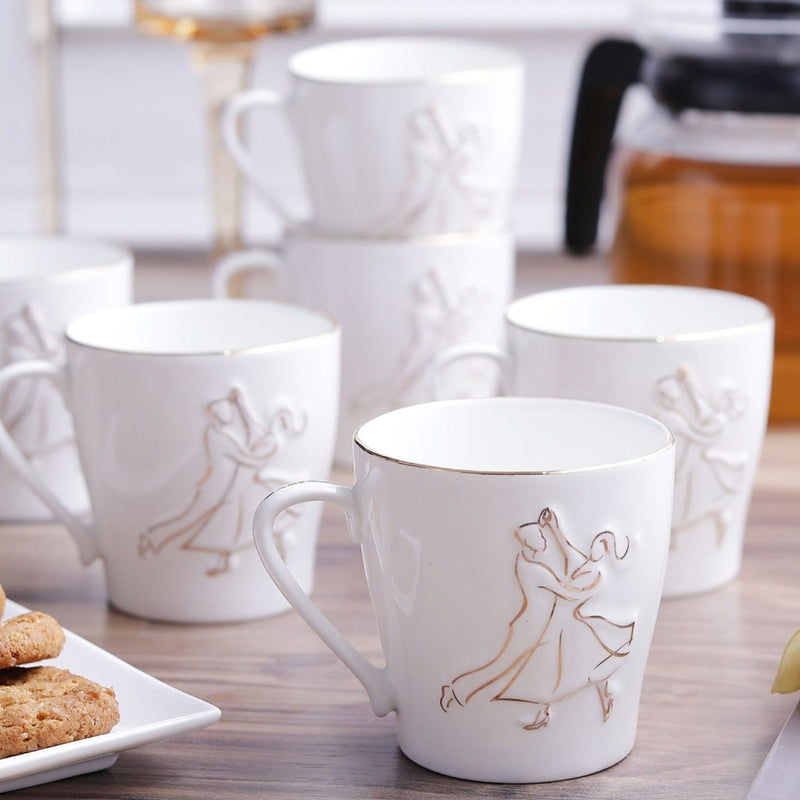 Clay Craft Ceramic Swirl Printed 220 ML Coffee & Tea Mugs - 2