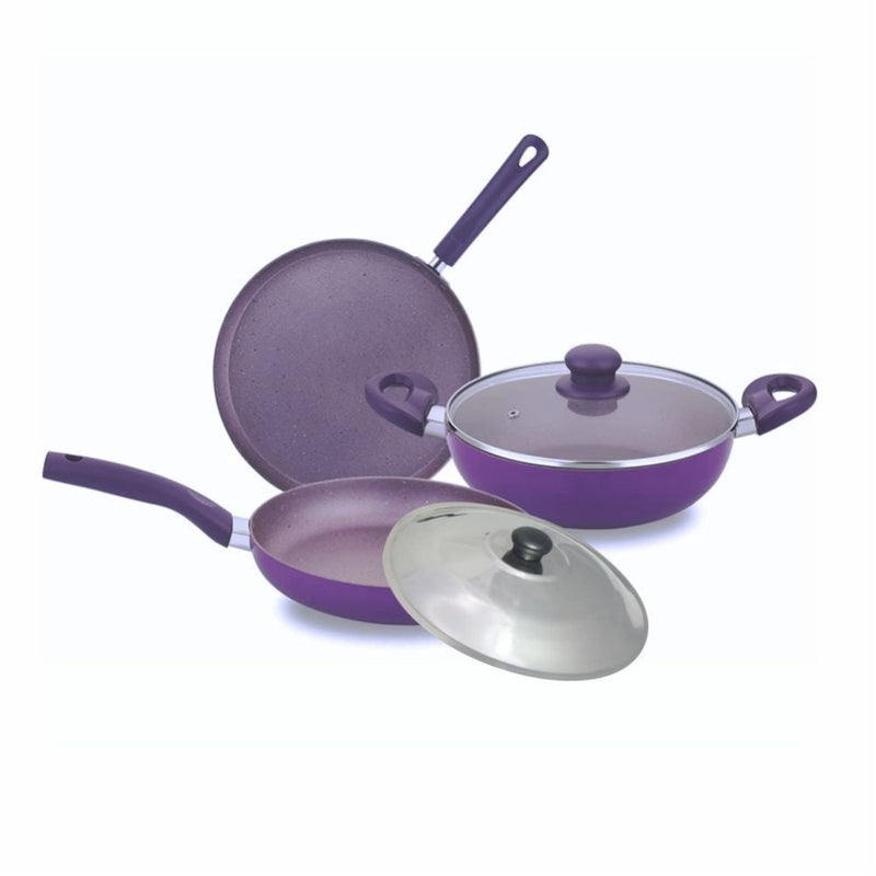 Softel Designer Induction Base Cookware Set with Glass Lid and SS Lid - 1