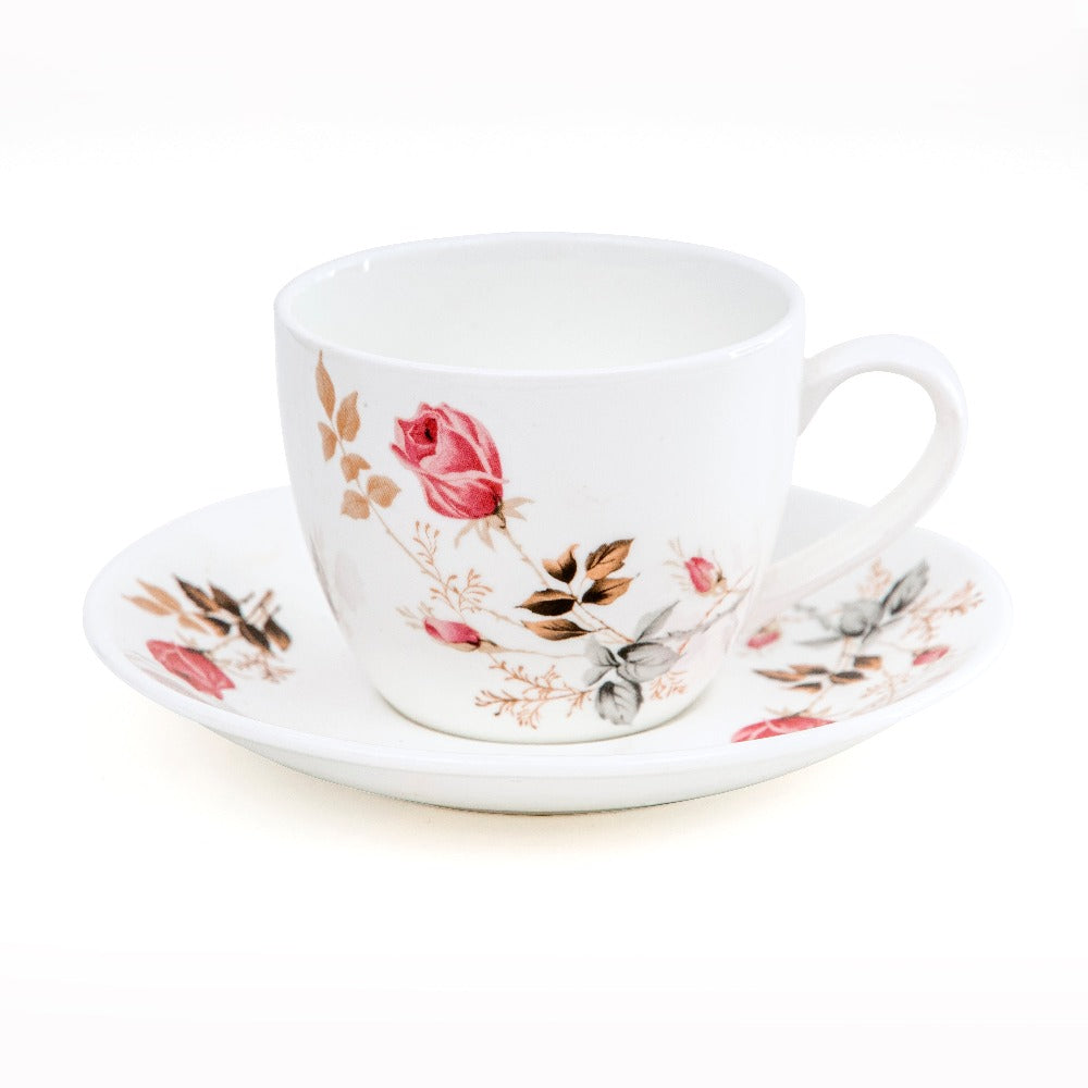 Clay Craft Ceramic Floral Printed Cup & Saucer Set - 4