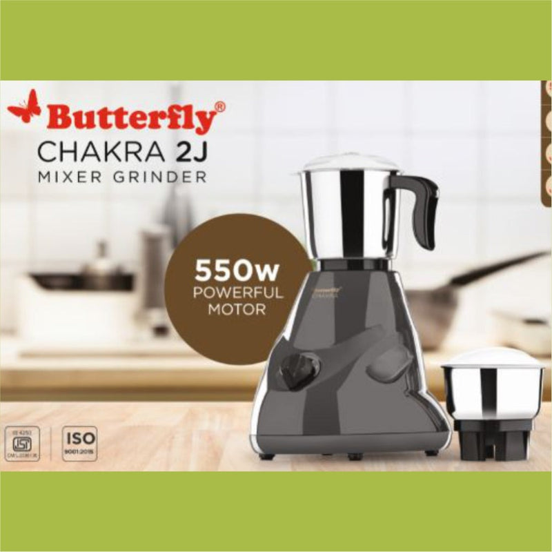 Butterfly Chakra LX 550 Watt Mixer Grinder with 2 Jars - 1