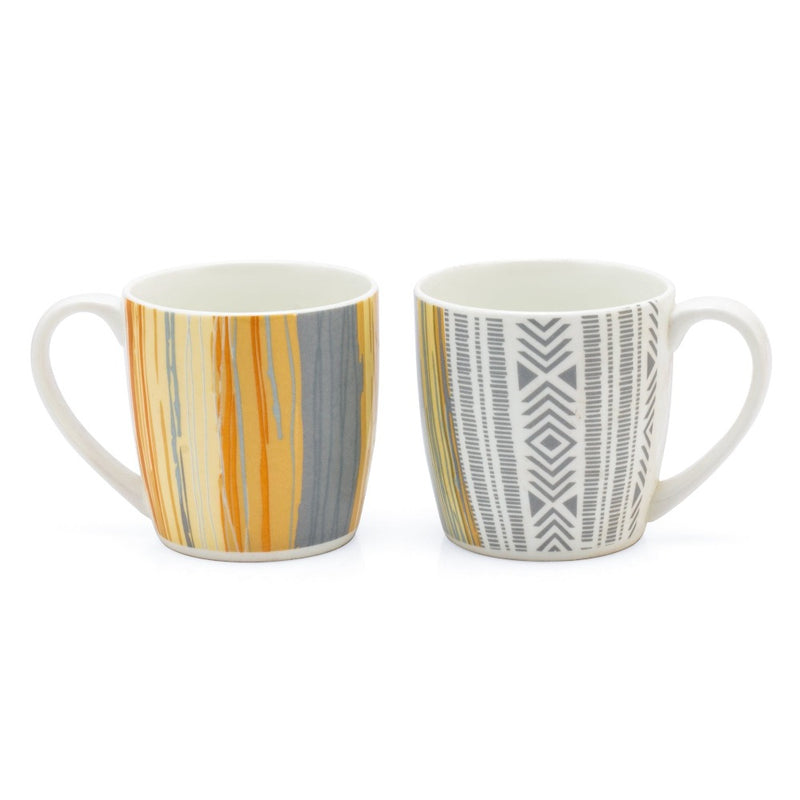 Clay Craft Ceramic Striped 180 ML Coffee & Tea Mug Set - 4