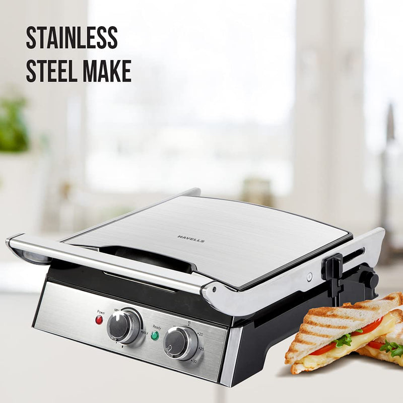 Havells Toastino 2000-Watt Stainless Steel 4 Slice Press Grill Sandwich Maker (Black)