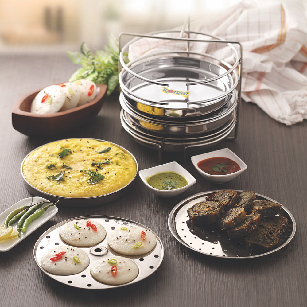 Komal Stainless Steel Multi Purpose Stand 4 Plates-2