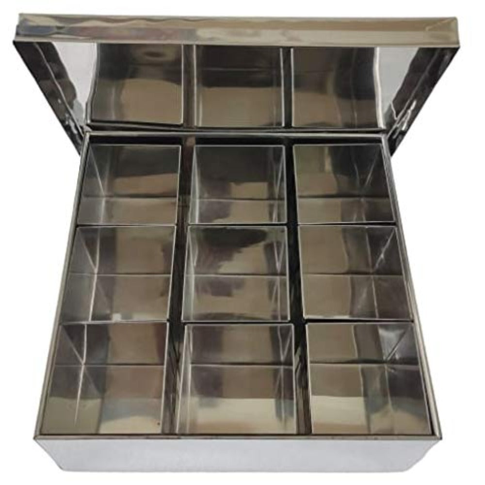 Komal Stainless Steel Masala Dabba with 9 Compartments - 4