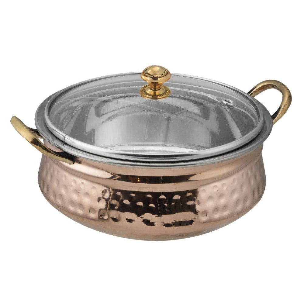 Lacoppera Hammered Serving Handi with Glass Lid - LH-1001-H2 - 4