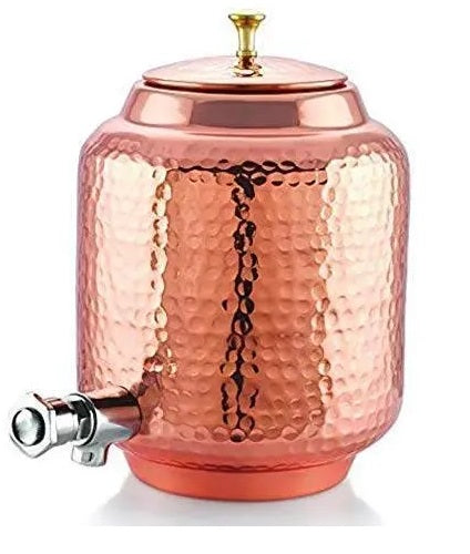 RasoiShop Hammered Copper Matka with Tap 10 Ltr - RSCM0001