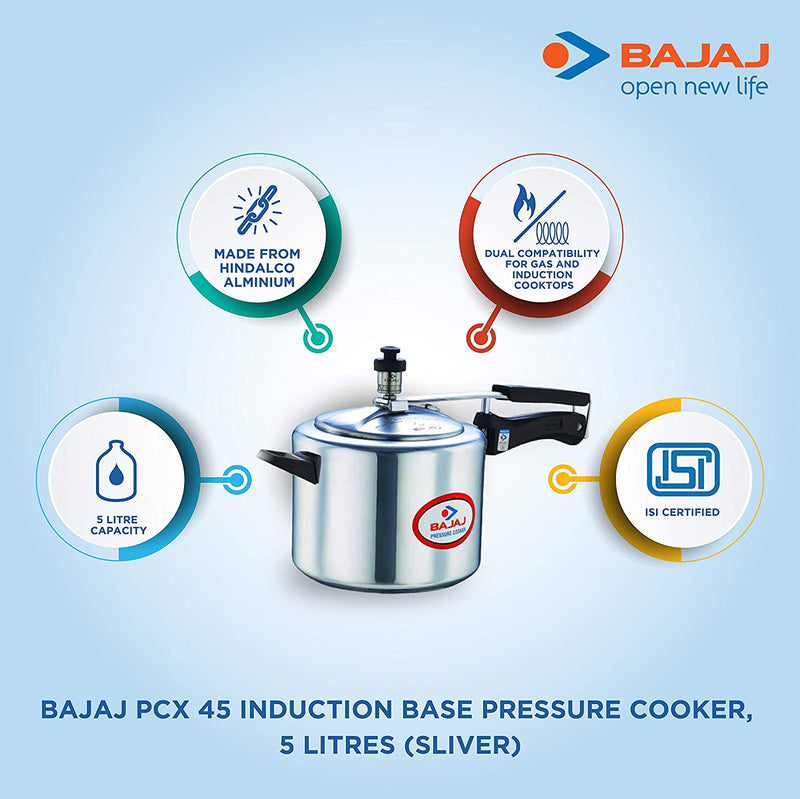Bajaj PCX 45 Stainless Steel InnerIB Lid Pressure Cooker - 4