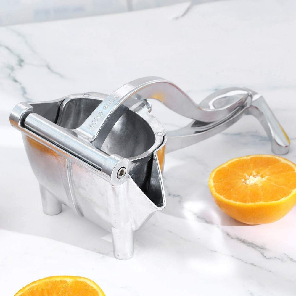 Compact Hand Press Aluminium Fruit Juicer Silver