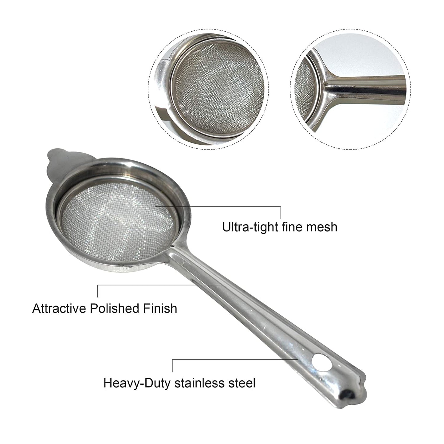 Rasoishop स्टेनलेस स्टील चाय छलनी | चाँदी