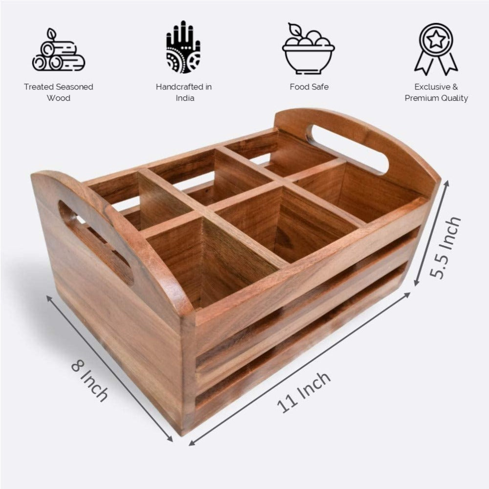 Softel Wooden Two in One Flatware Organizer and Tea Glass Holder - BB0197 - 6