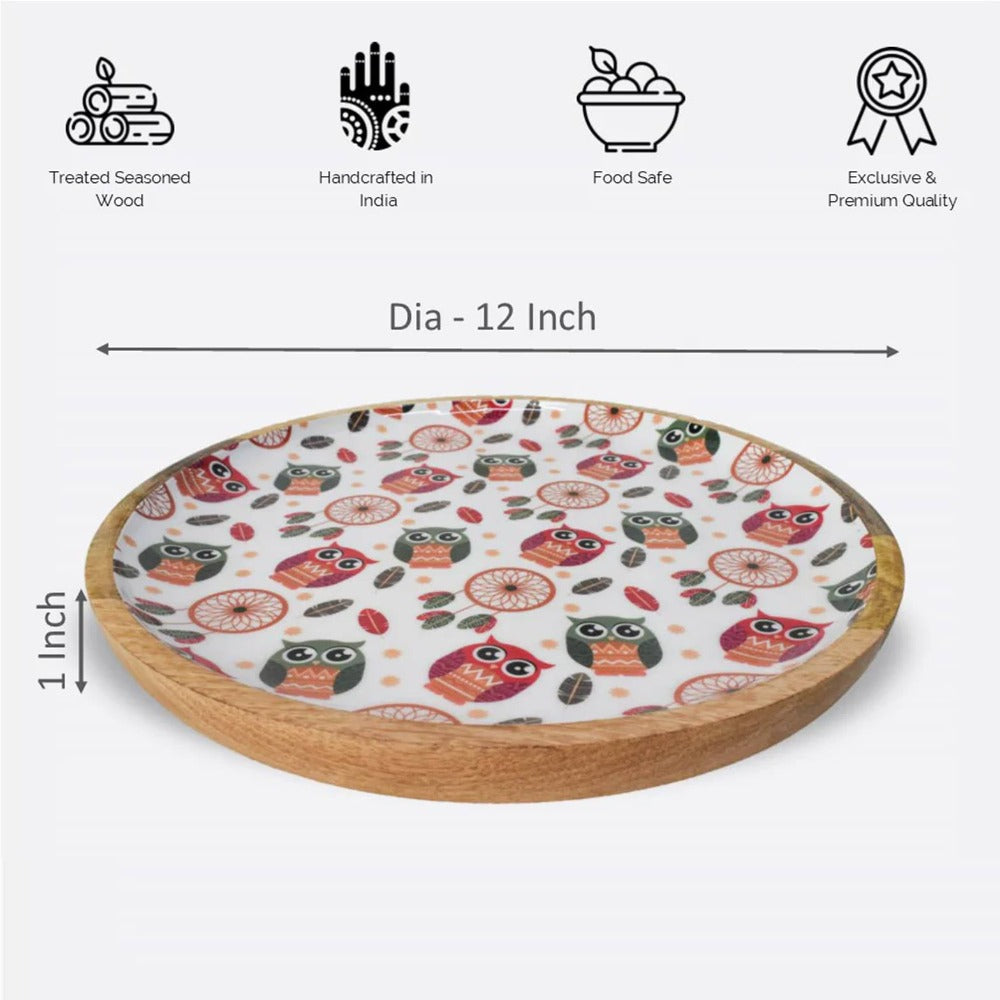 Softel Wooden Round Serving Platter - 13