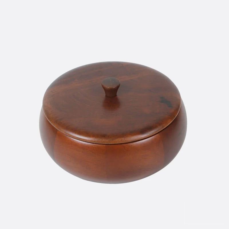 RasoiShop Wooden Mahogany Casserole with Wooden Lid - 4
