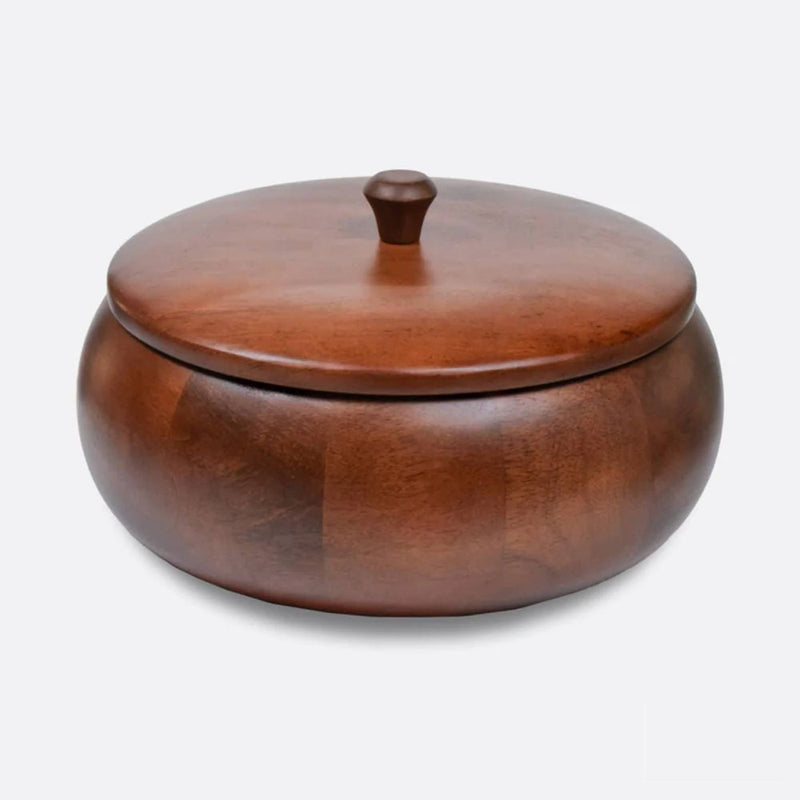 RasoiShop Wooden Mahogany Casserole with Wooden Lid - 1