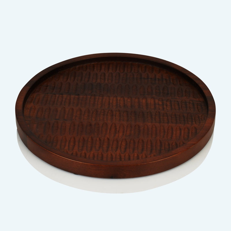Softel Wooden Round Carved Crust Serving Platter - 2
