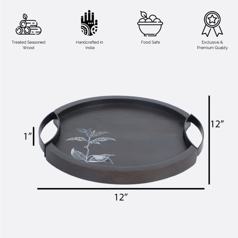 Softel Premium Wooden Serving Platter from Handprinted Arums Collection - 5