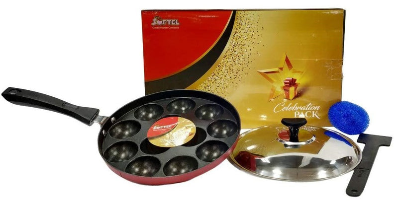 Softel Appam Patra 12 Cavity with Stainless Steel Lid