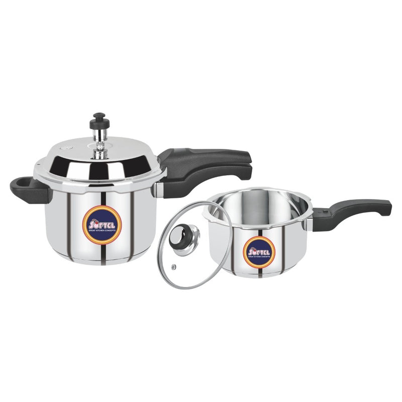Softel Stainless Steel 2 + 3 Litre Combo Cooker with Stainless Steel Lid & Glass Lid - SOF6005 - 1