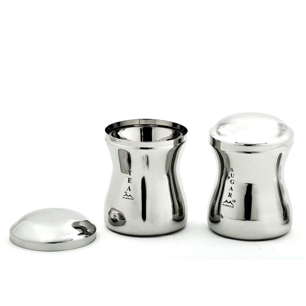 Mirror Stainless Steel 900 ML Tea Coffee Sugar Containers Set