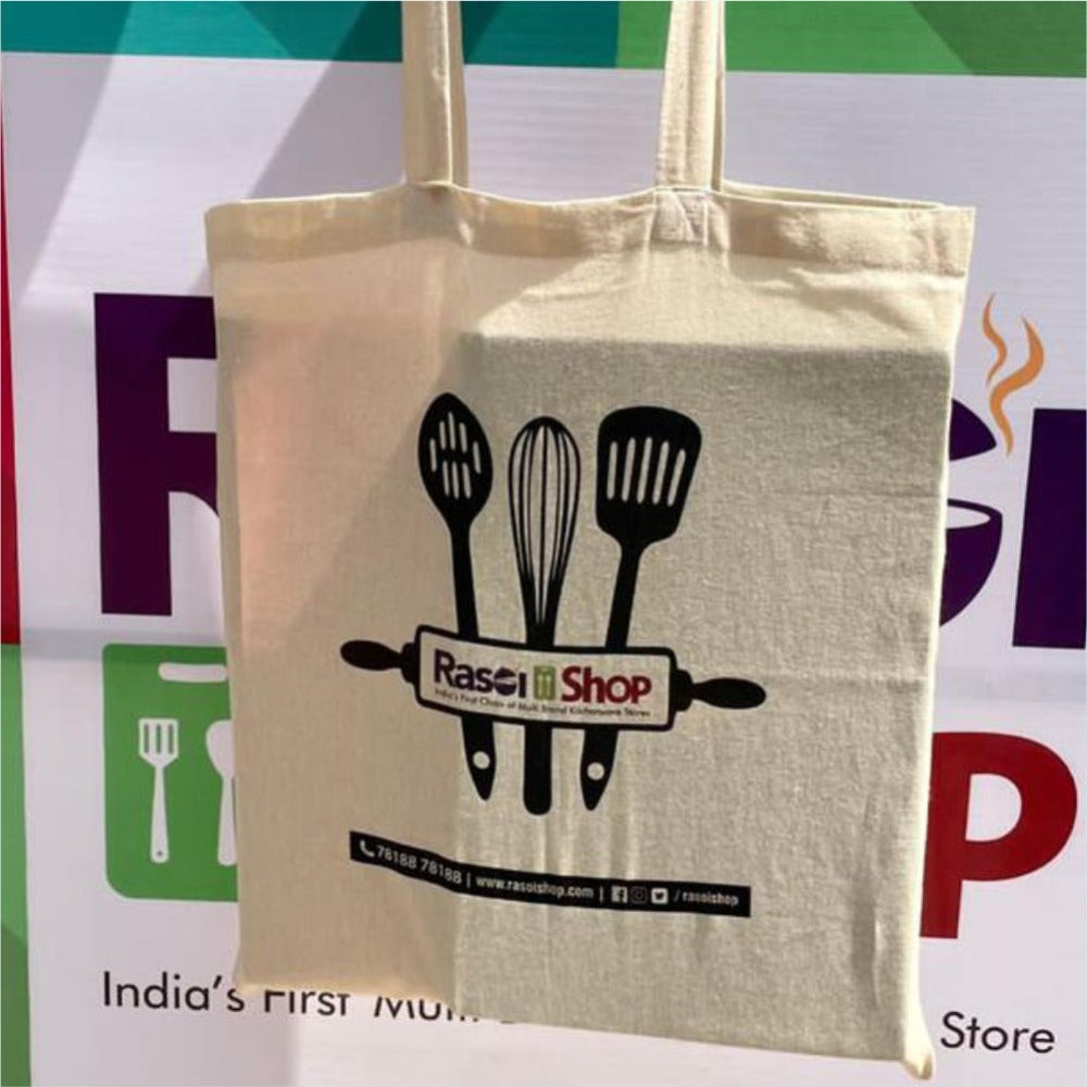 RasoiShop Cotton Reusable Eco-Friendly Shopper Tote Bag Pc