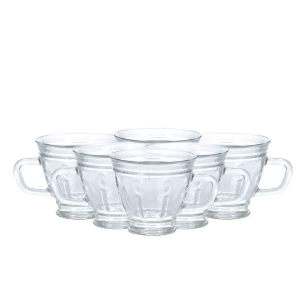 Yera CS6DD 180 ML Glass Coffee Mugs Transparent Set of Pcs