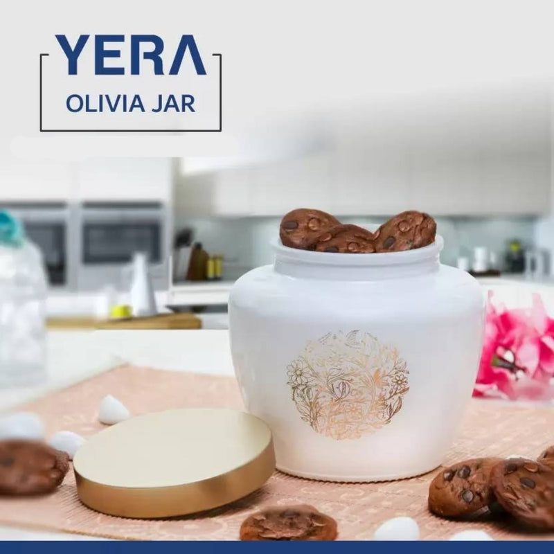 Yera Olivia 850 ML Glass Storage Jar with Metallic Lid - 10
