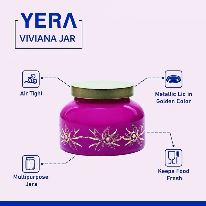 Yera Viviana 760 ML Glass Storage Jar with Metallic Lid - IJR07600440 - 9