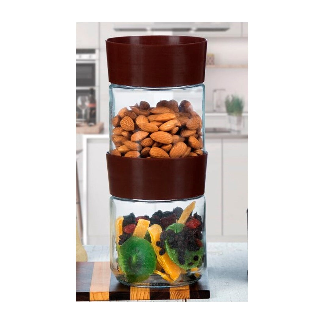Yera Omega 580 ML Stackable Glass Jar Set Set of pcs – Rasoi Shop