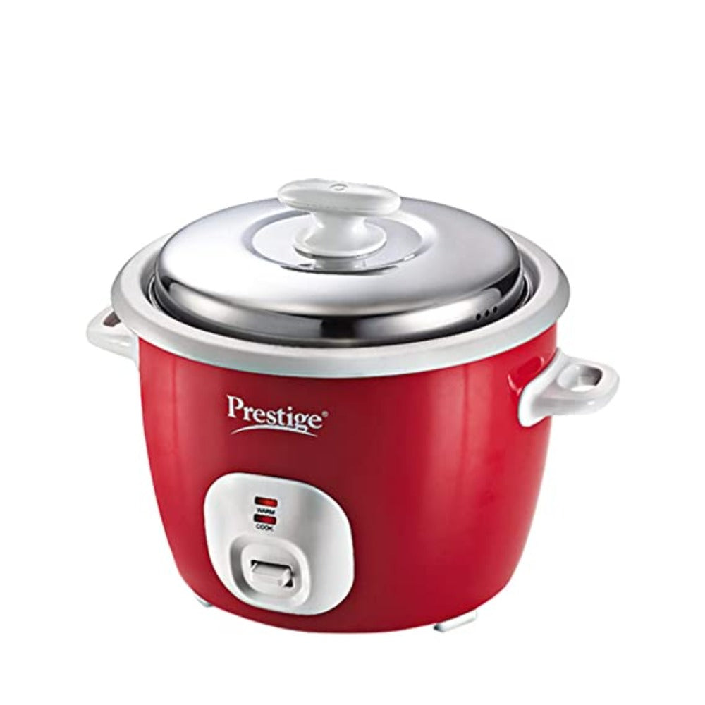 Prestige Cute Rice Cooker Litre with Close Fit Stainless Steel Lid Red