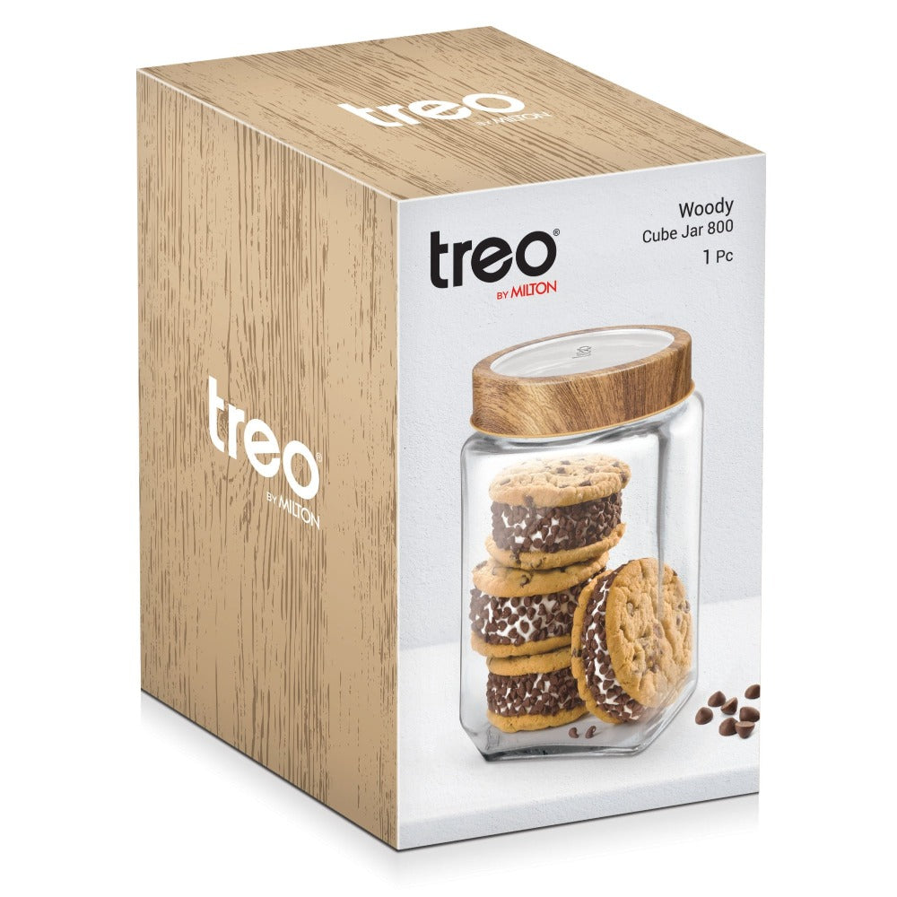Treo Woody Cube Storage Glass Jar - 19
