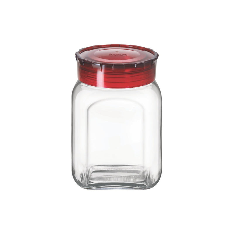 Treo Square Glass Storage Jar with Red Lid - 1300 ML - 4