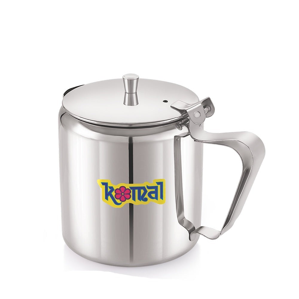Komal Stainless Steel Tea Serving Pot With Handle Tea Coffee Kettle 304 Grade Stainless Steel 720 ML Pot Silver