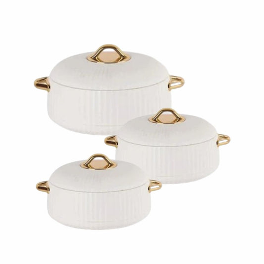Cello Aurum Luxury Inner Stainless Steel Insulated Casserole Set | Set of 3 Pcs | 1000ML + 1000ML + 1500ML Casserole Set