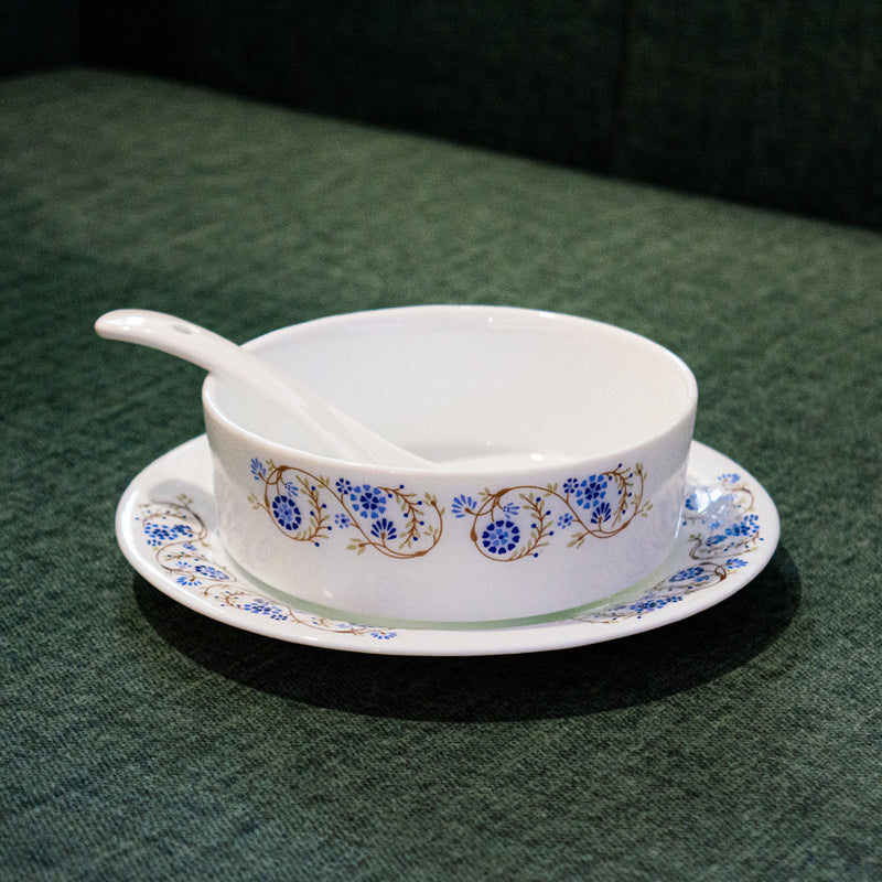 Larah by Borosil Soup Bowl with Saucer Set | Set of 18 Pcs