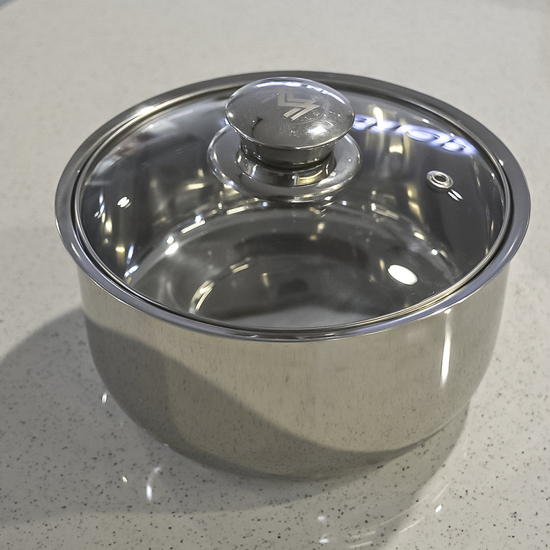 Softel Stainless Steel Double Wall Insulated Serving Hot Pot Casserole with Glass Lid - 9
